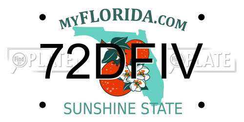 72DFIV Florida License Plate