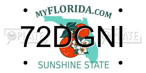 72DGNI Florida License Plate