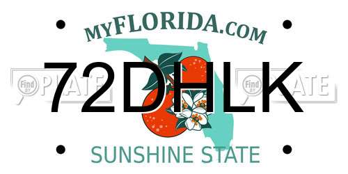 72DHLK Florida License Plate