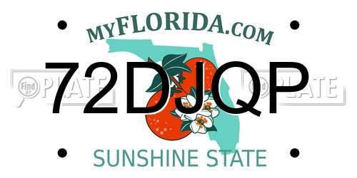 72DJQP Florida License Plate