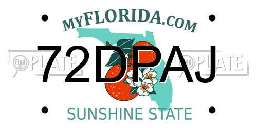72DPAJ Florida License Plate
