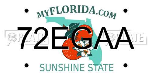 72EGAA Florida License Plate