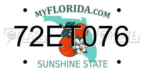 72ET076 Florida License Plate