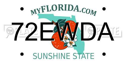 72EWDA Florida License Plate