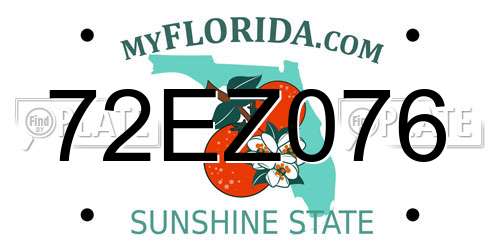 72EZ076 Florida License Plate