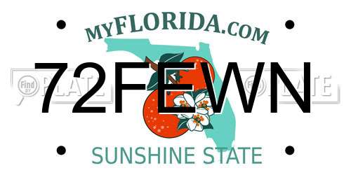 72FEWN Florida License Plate