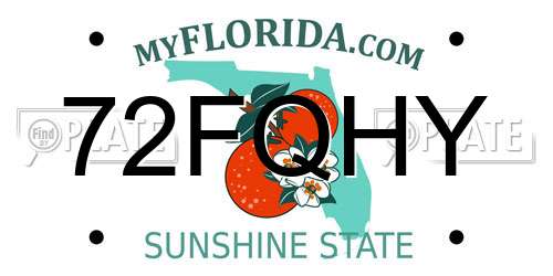 72FQHY Florida License Plate