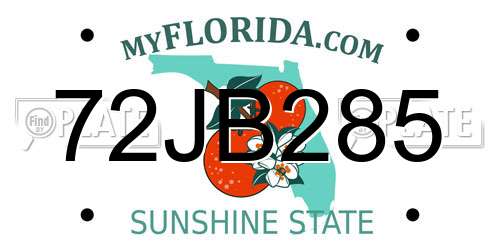 72JB285 Florida License Plate