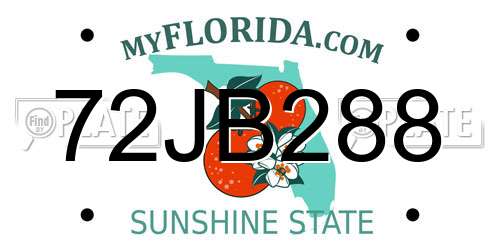 72JB288 Florida License Plate
