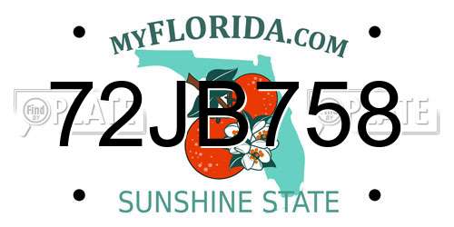 72JB758 Florida License Plate