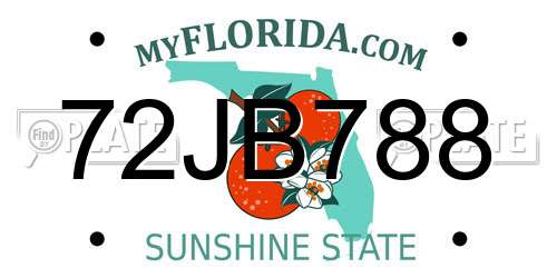 72JB788 Florida License Plate