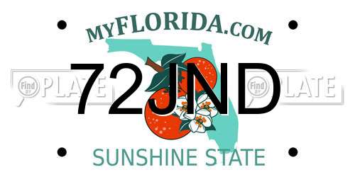 72JND Florida License Plate