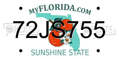 72JS755 Florida License Plate