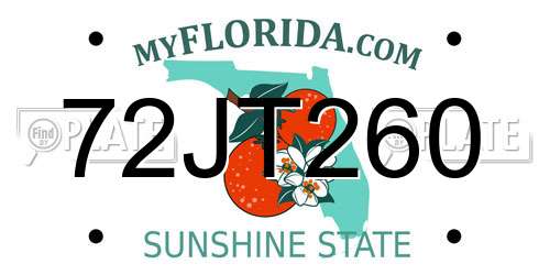 72JT260 Florida License Plate