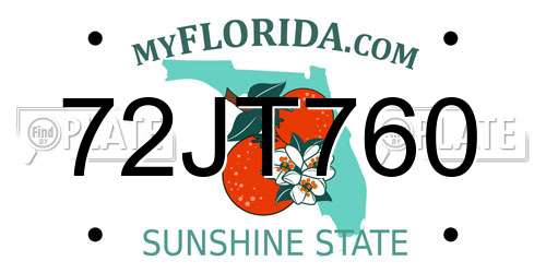 72JT760 Florida License Plate