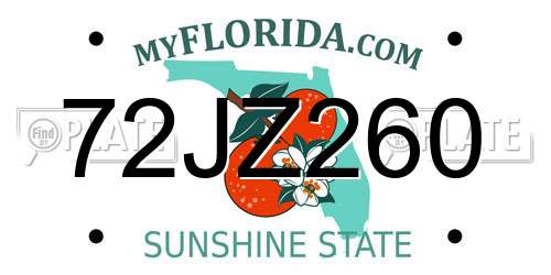 72JZ260 Florida License Plate