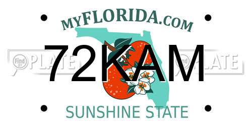 72KAM Florida License Plate