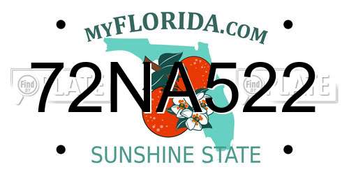 72NA522 Florida License Plate