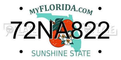 72NA822 Florida License Plate