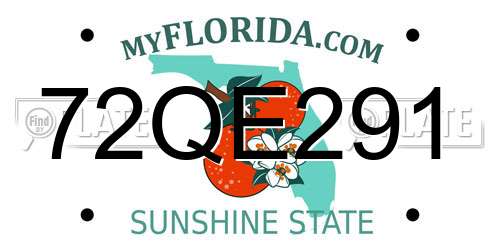 72QE291 Florida License Plate