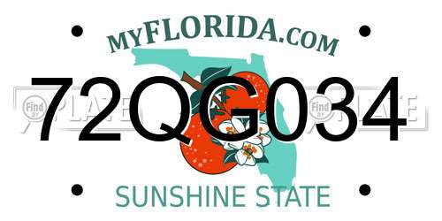 72QG034 Florida License Plate