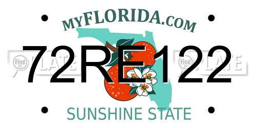 72RE122 Florida License Plate