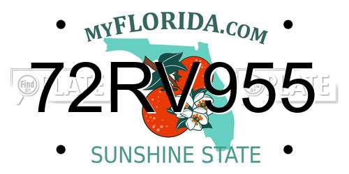 72RV955 Florida License Plate