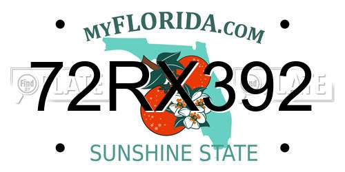 72RX392 Florida License Plate