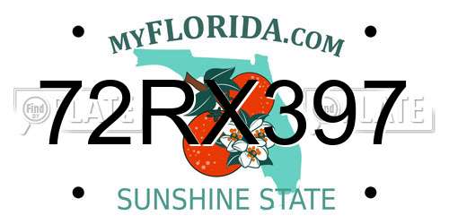72RX397 Florida License Plate