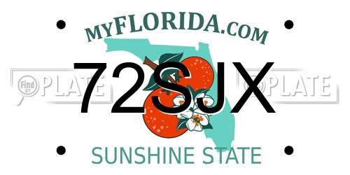 72SJX Florida License Plate