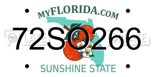 72SO266 Florida License Plate