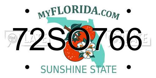 72SO766 Florida License Plate