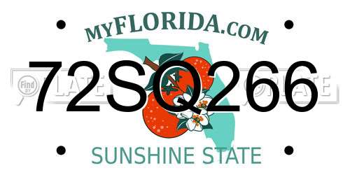 72SQ266 Florida License Plate