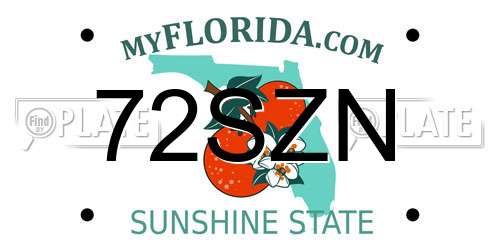 72SZN Florida License Plate