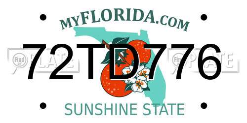 72TD776 Florida License Plate