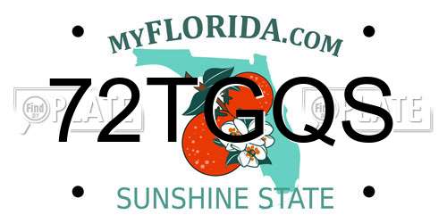 72TGQS Florida License Plate