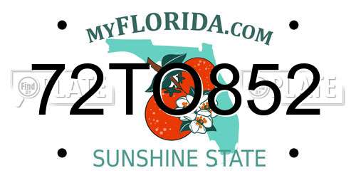 72TO852 Florida License Plate