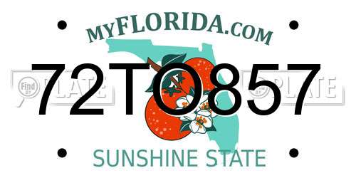 72TO857 Florida License Plate