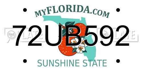 72UB592 Florida License Plate