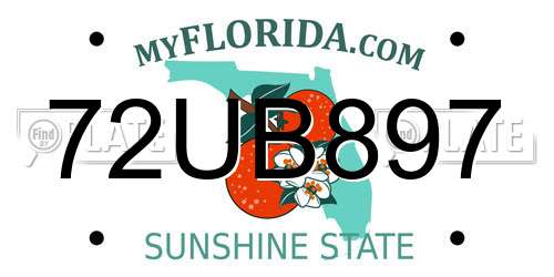 72UB897 Florida License Plate