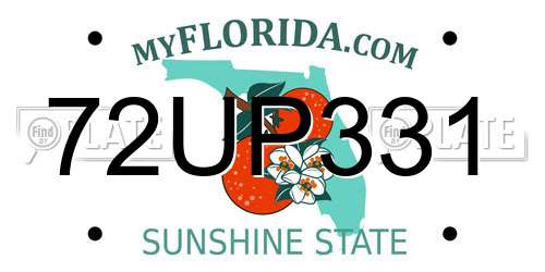 72UP331 Florida License Plate