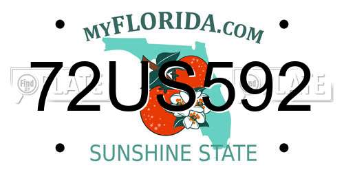 72US592 Florida License Plate
