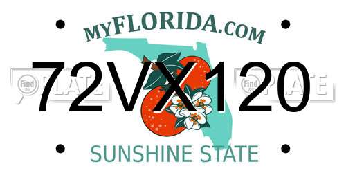 72VX120 Florida License Plate
