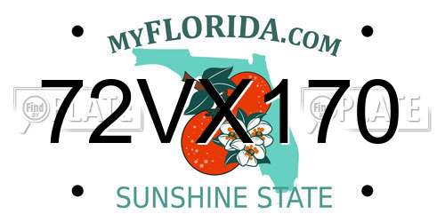 72VX170 Florida License Plate
