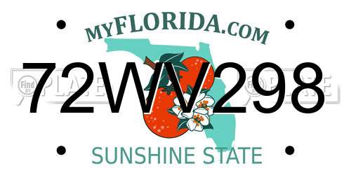 72WV298 Florida License Plate