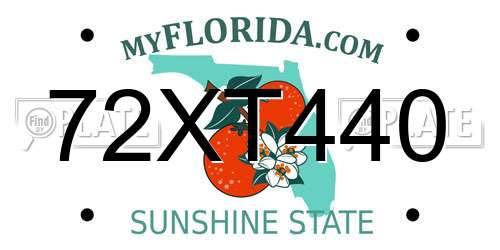 72XT440 Florida License Plate