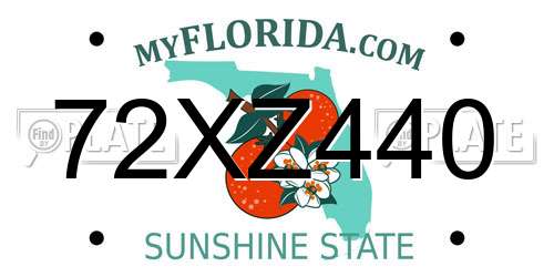 72XZ440 Florida License Plate
