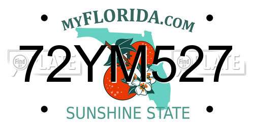 72YM527 Florida License Plate