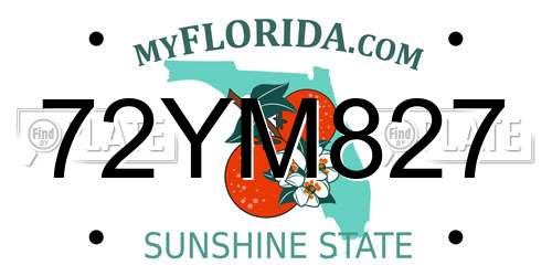 72YM827 Florida License Plate