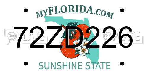 72ZD226 Florida License Plate